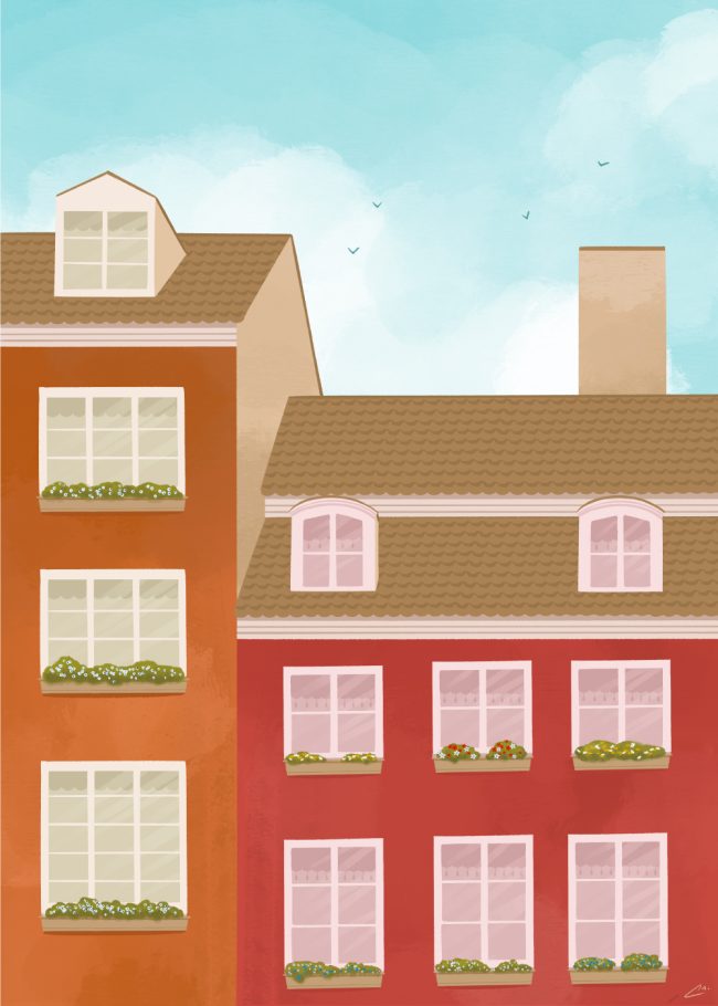 Illustration de bâtiments du Danemark à Copenhagues